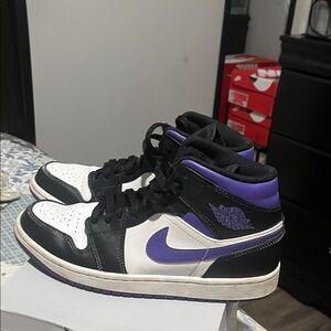 Jordan Women's Sneakers in Black, White, and Purple